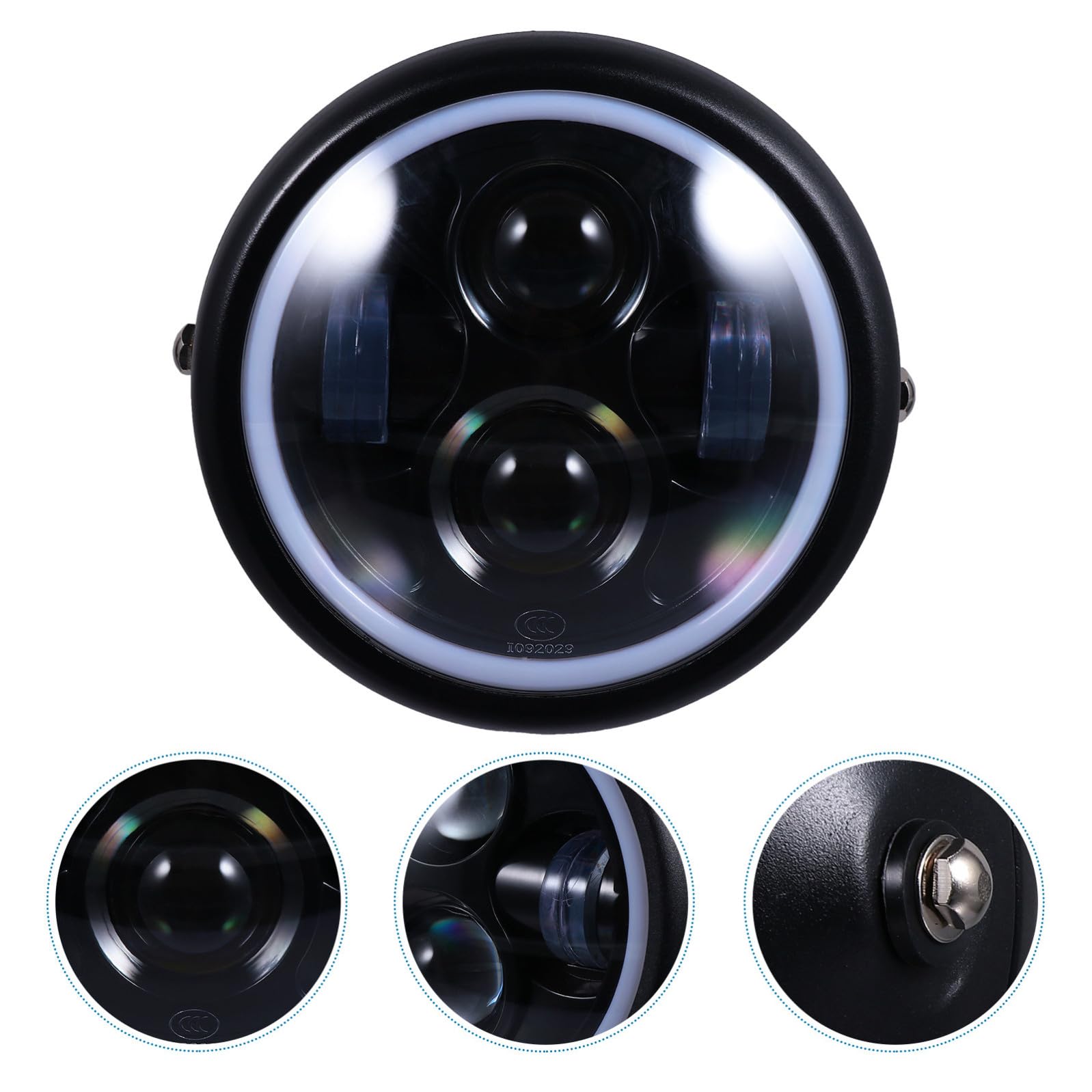 Faro Anteriore LED per Moto 35w 12v Nero in Acciaio Inossidabile e Vetro, per Guida Notturna Sicura in Condizioni Ghiacciate
