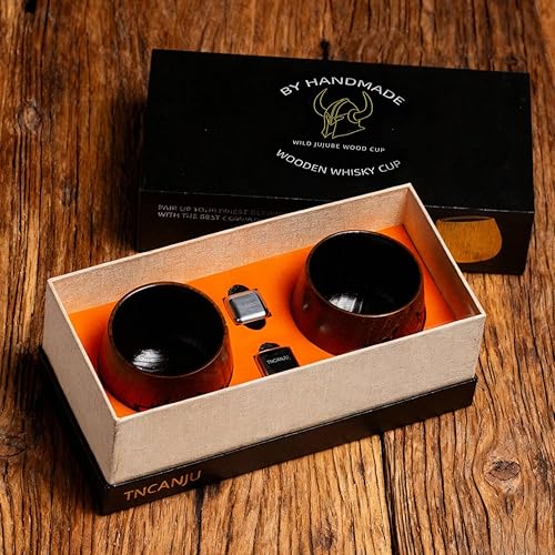 Miniatura 7 de Vaso de whisky de madera carbonizada, 2 piezas de 11 onzas, vaso de whisky antiguo hecho a mano, taza vikinga, regalos de bourbon para hombres, papá