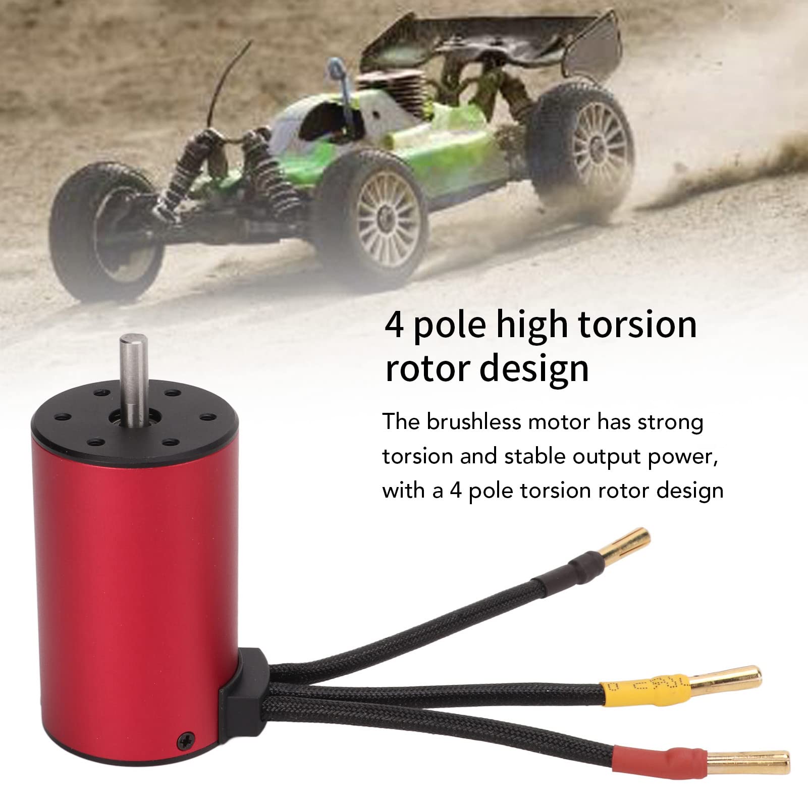 RiToEasysports Moteur sans Balais RC, Moteur sans Balais étanche en Alliage D'aluminium 2600KV pour Voiture Télécommandée 1/8 pour 1/10