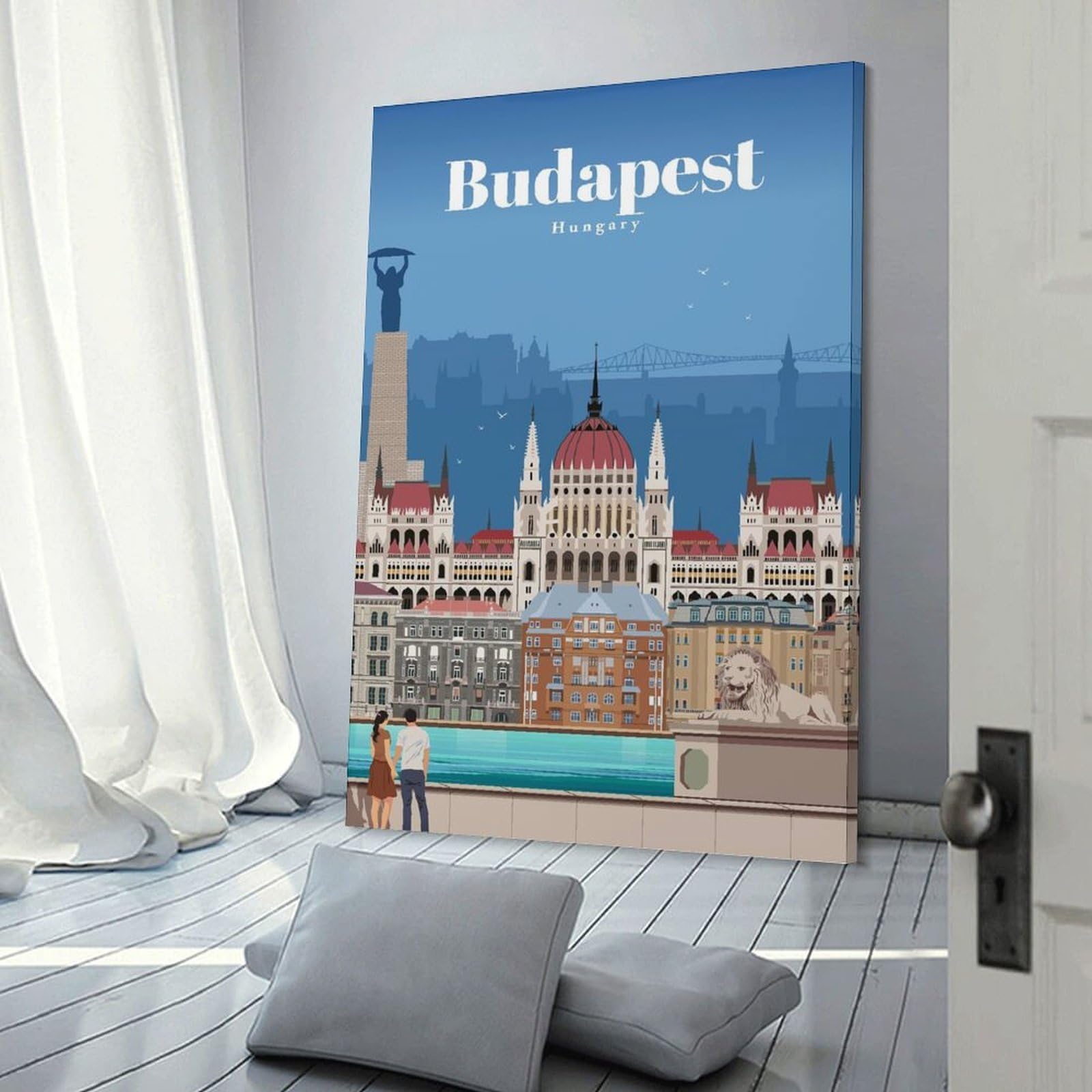 Junmoney Frame-Style-16 Room Decor Wall Art Budapest Cityscape Poster, 24X36inch(60X90cm), For Lounge Decor, Bedroom Walls Or Flats, Canvas Styling For A Polished Room Look
