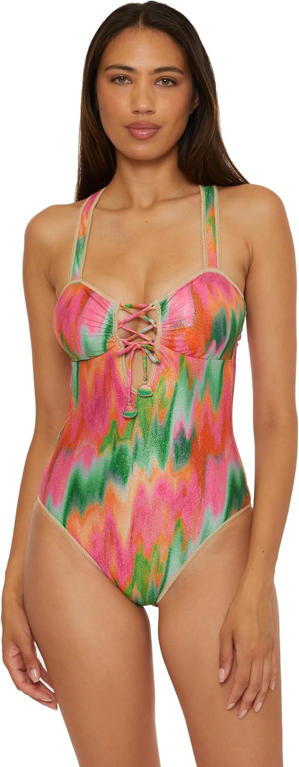 Becca Womens Mirage Bandeau One Piece Swimsuit, Adjustable, Bathing Suits for Women
