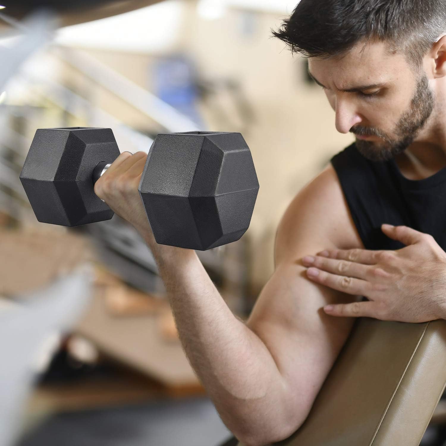 RELIFE REBUILD YOUR LIFE Hex Dumbbell Heavy Weights Barbell Metal Handles for Strength Training Home Gym Exercise Equipment 25pounds Single : Sports & Outdoors