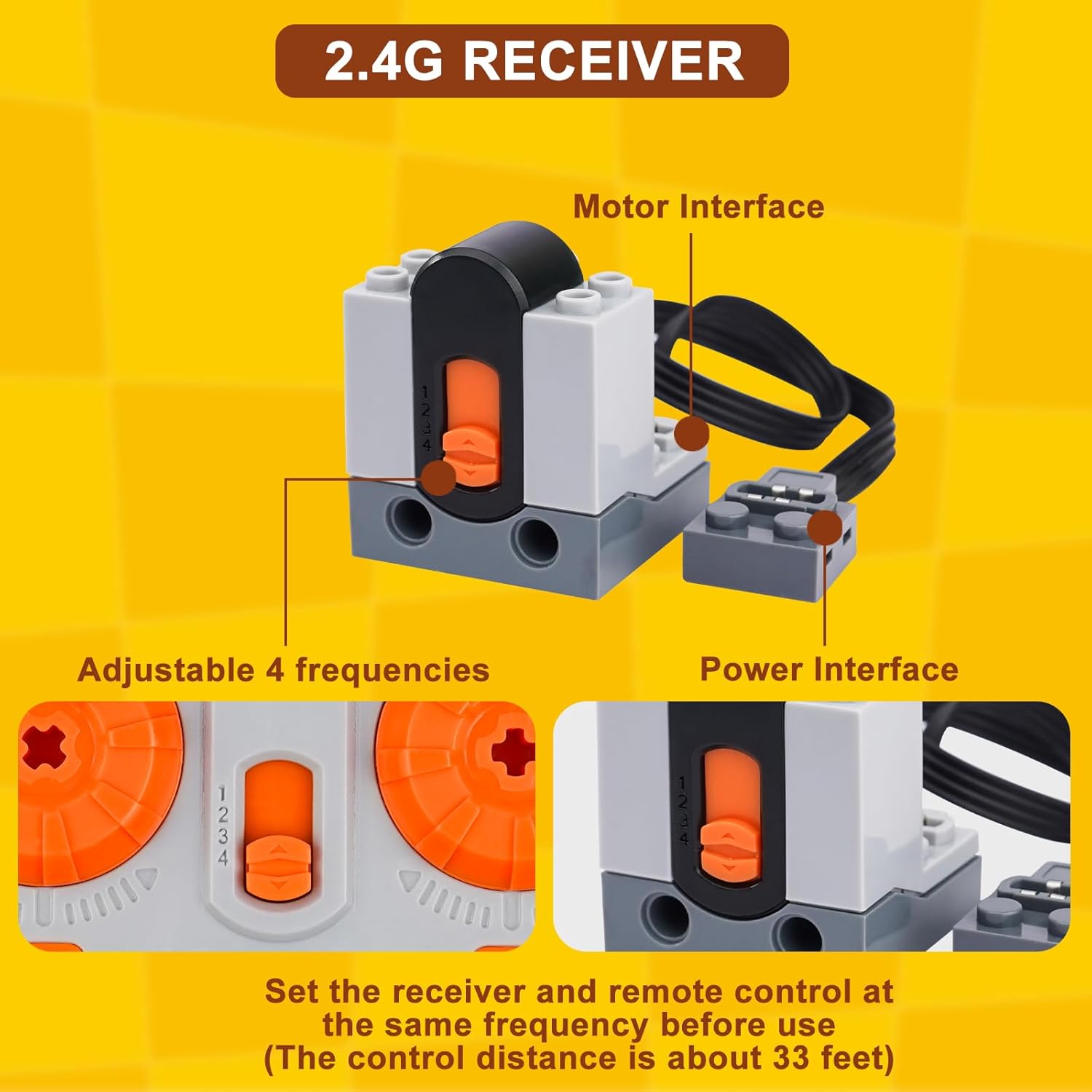 4 Pcs Train Motor kit, Power Function Train Motor Set, Science and Technology Power Function Kit, Remote Battery Box Receiver Set