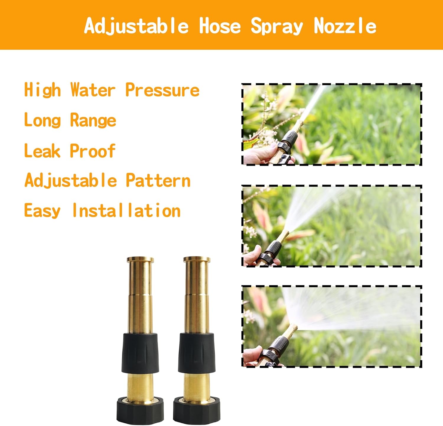 Hourleey Brass Garden Hose Splitter (4 Way) + 5" Jet Sweeper Garden Hose Nozzle