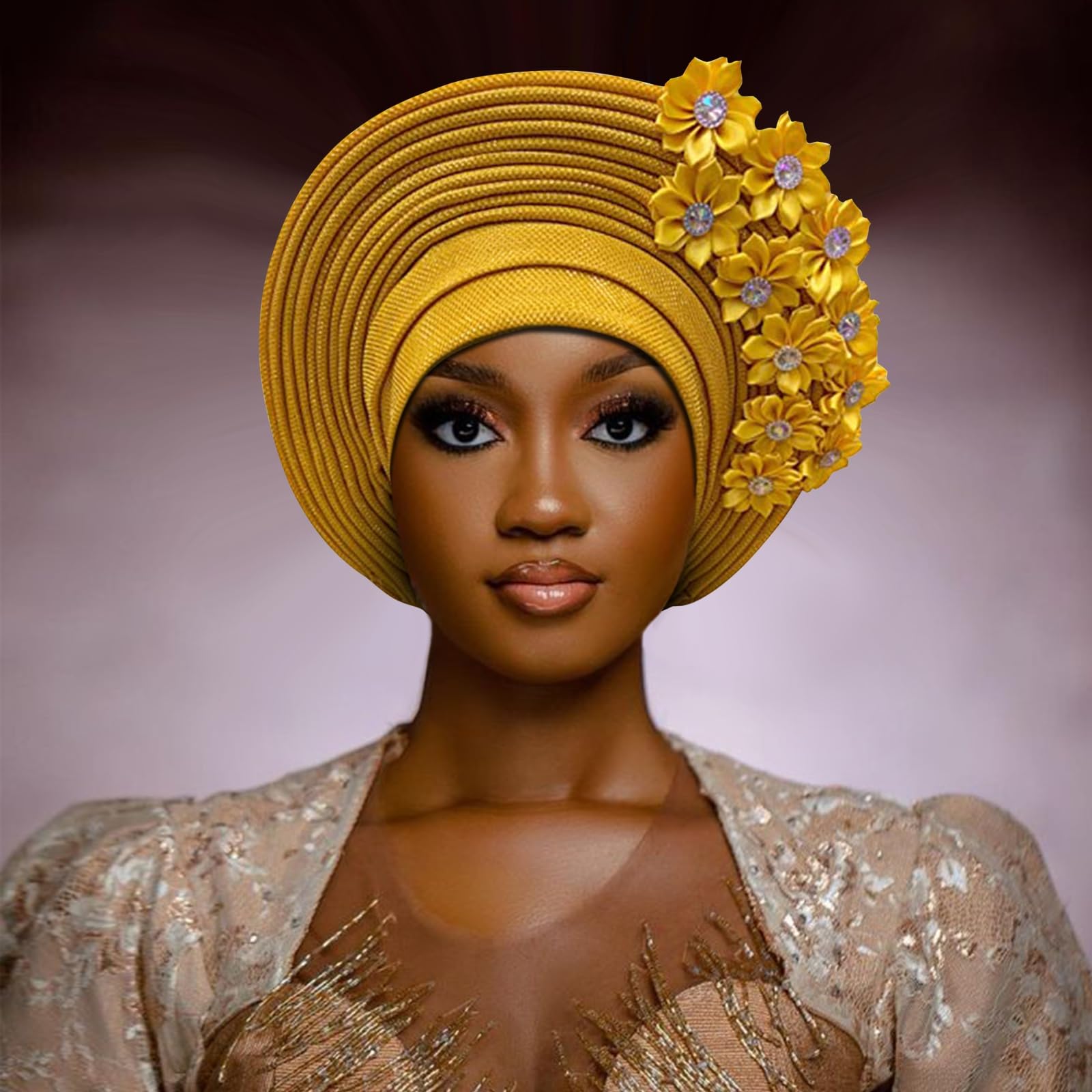 ASO OKE African Head Tie of Nigeria Headwraps Hat Turban Wedding Party Handmade Elegant Hair Wear Cap for Women