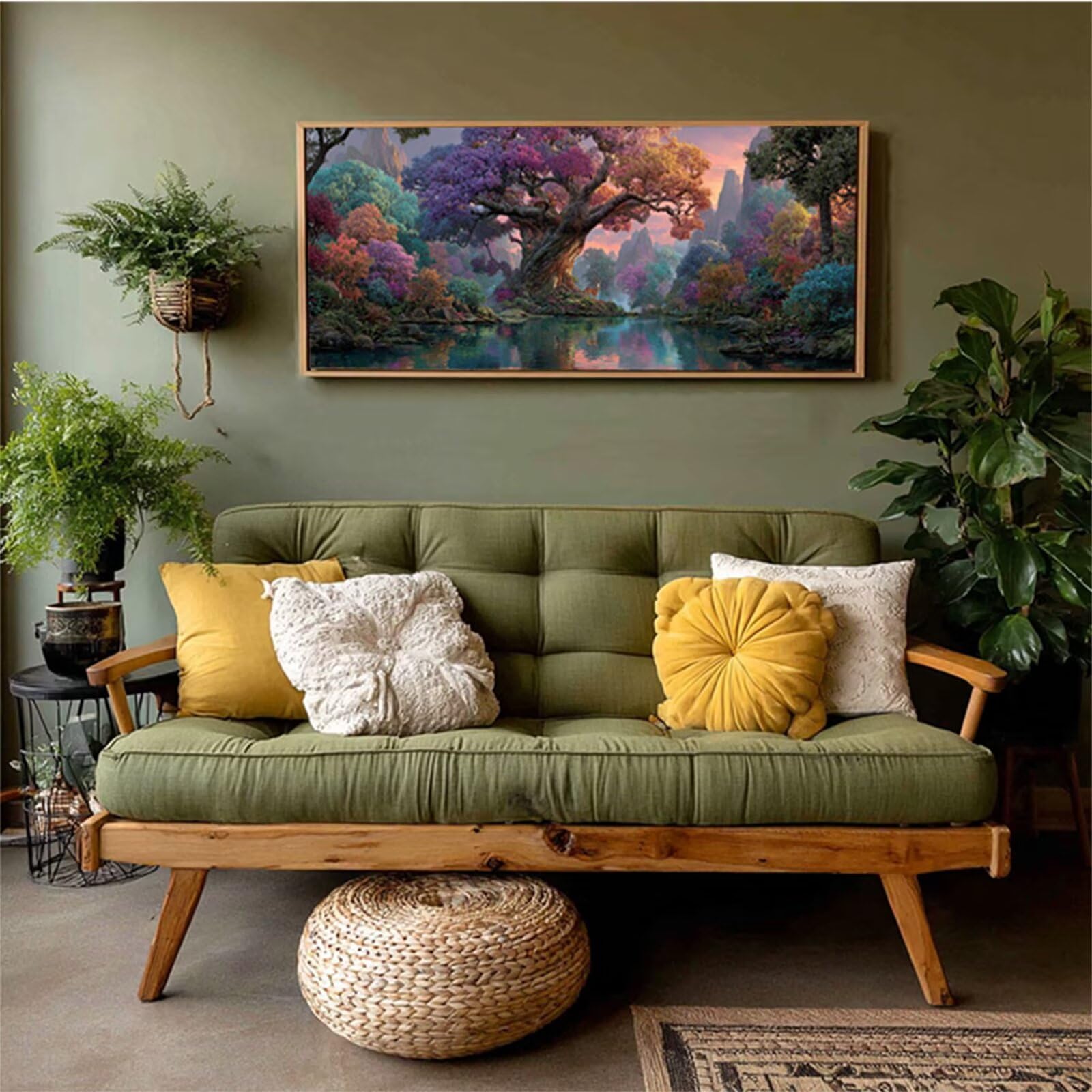 Pianta Dipingere con i Numeri Adulti, Fai Da Te Dipingere con i Numeri Albero, Paint by Numbers Kit con Pennelli e Vernice Acrilica, Regalo Uomo, Hobby Creativi Adulti, Decorazione, 90x40cm 8-6840