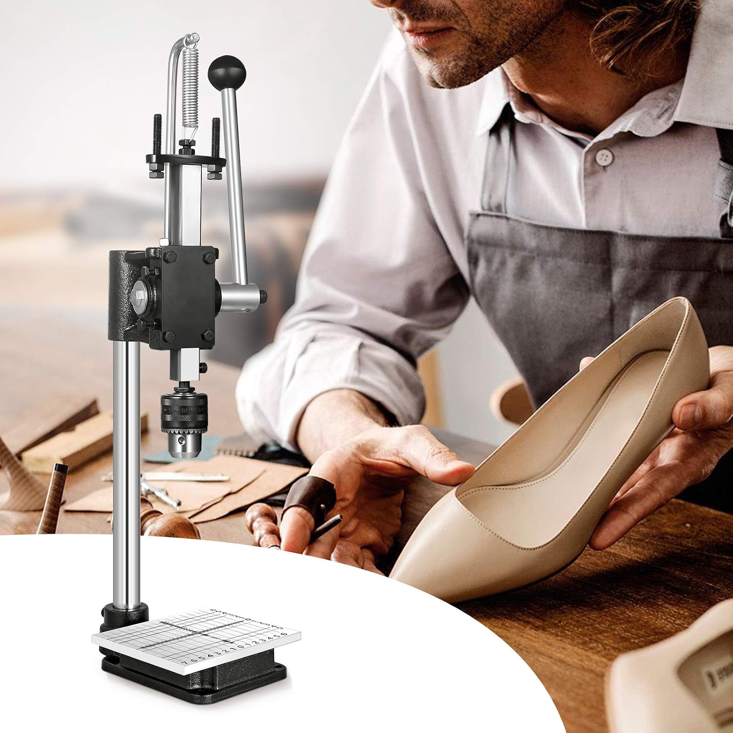 Flash Deals - 80% OFF ETE ETMATE Leather Hole Puncher Hand Punching Machine Manual Press Puncher Punch Tools for DIY Leather Craft Punching Holes With Chuck, PP Plate and Aluminum plate Up To 40% OFF ETE ETMATE Leather Hole Puncher Hand Punching Machine Manual Press Puncher Punch Tools for DIY Leather Craft Punching Holes With Chuck, PP Plate and Aluminum plate
