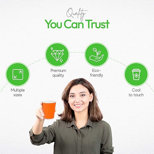 Miniatura 4 de Vasos de café de papel aislado de pared corrugada, 12 onzas, 12 onza, Anaranjado