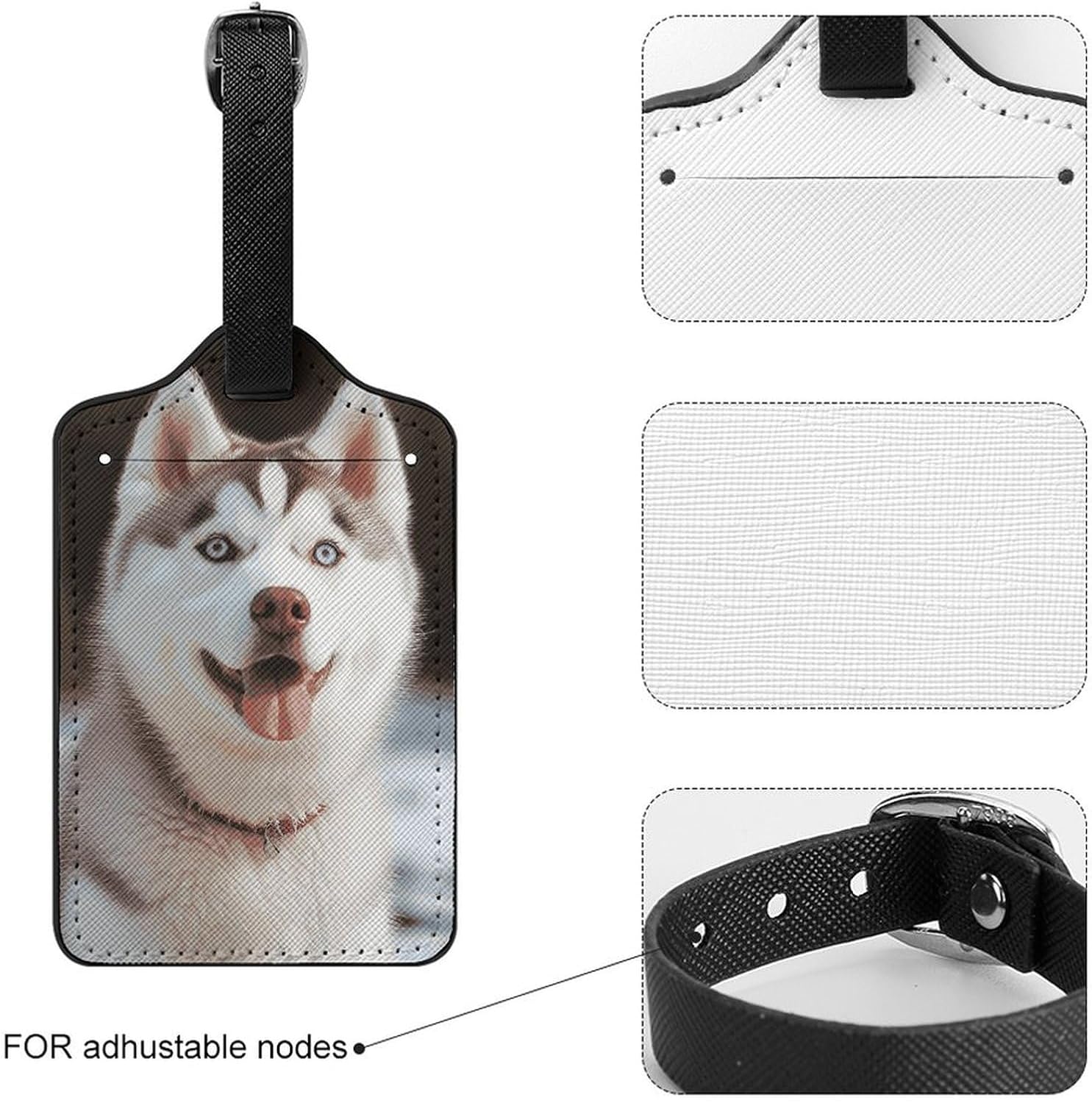 Husky Piquant Dog PU Leather Luggage Tags, Name Tags for Travel image 4