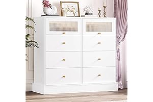 FOTOSOK 8-Drawer Glass Door Dresser: Elevate Your Storage and Style