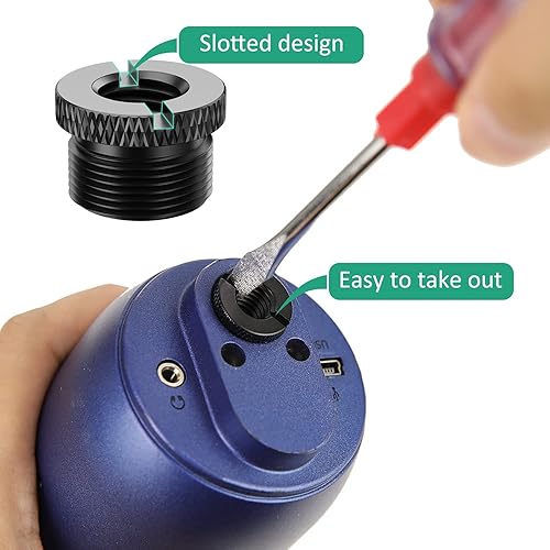 Miniatura 5 de Adaptador de micrófono Yeti azul ranurado de metal 58 a 38 2 piezas para soporte de micrófono como Blue Yeti X, Yeti Pro, Blue Snowball