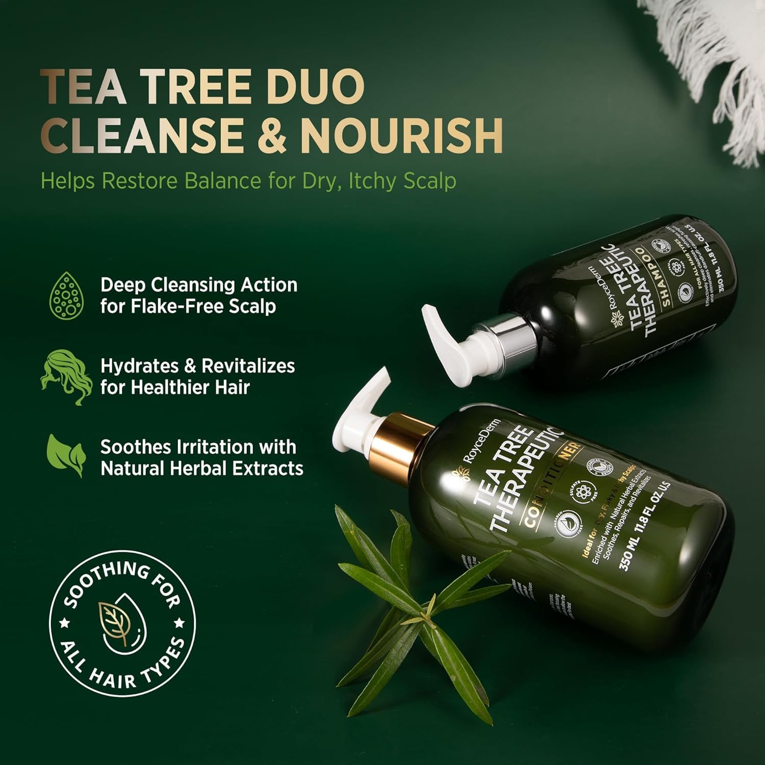 Roycederm Tea Tree Antifungal Shampoo and Conditioner: Complete Scalp Care Solution for Folliculitis Dry, Itchy - Image 2