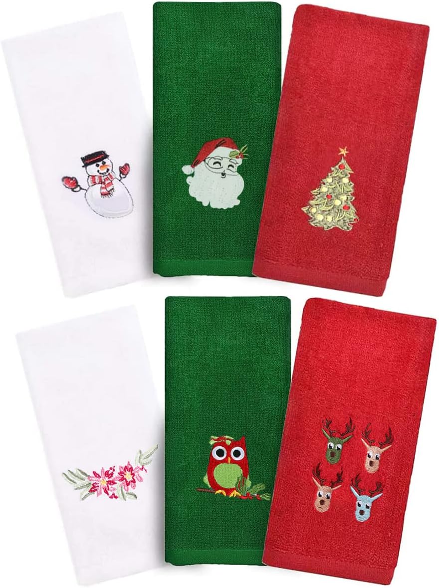 Amazon.com: MCEAST 3 Pack Christmas Hand Towels Pure Cotton Towels ...
