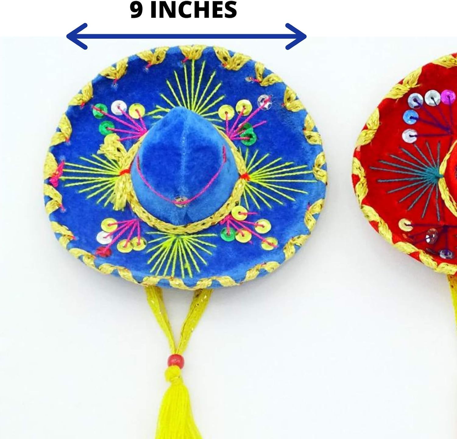 Sombreros Mexicanos, 5 Small Velvet Mariachi hats in Assorted Colors for taco birthday party decorations