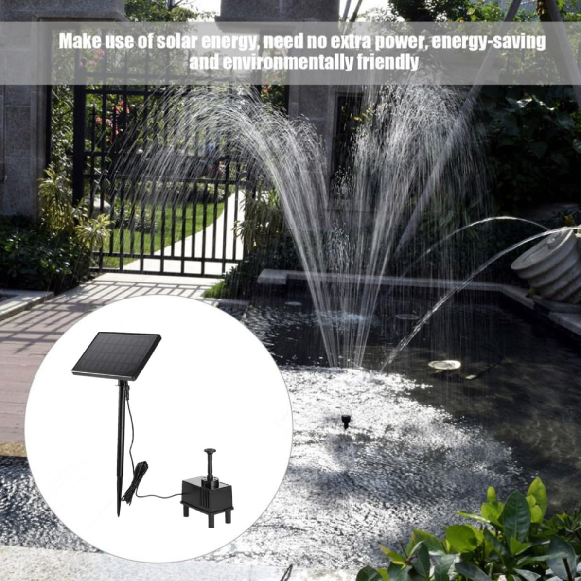 jojofuny Pompa Solare per Fontana 220l/h Resistente al Calore e Sommersa in Plastica per Acquari e Bonsai, per Laghetti e Decorazioni da Giardino