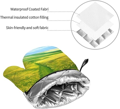 Miniatura 8 de Grassland Paths Oven Mitt and Pot Holder Set Heat Resistant 4-Piece Set, Suitable for Kitchen Cooking Baking Grill Chef Gift