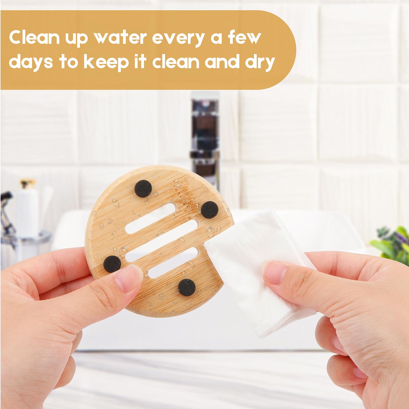 Paquete de 4 jaboneras de bambú para ducha, jaboneras de madera para barras, jabones, esponja, bandeja de ahorro de jabón de madera natural, autodrenante para mantener el jabón seco
