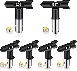 6pcs Sprayer Tips with Seals, Reversible, Black, Air-Less Paint Sprayer Tips Replacement Parts for Most Spraying Guns Accesseries (209 313 415 515 517 619)
