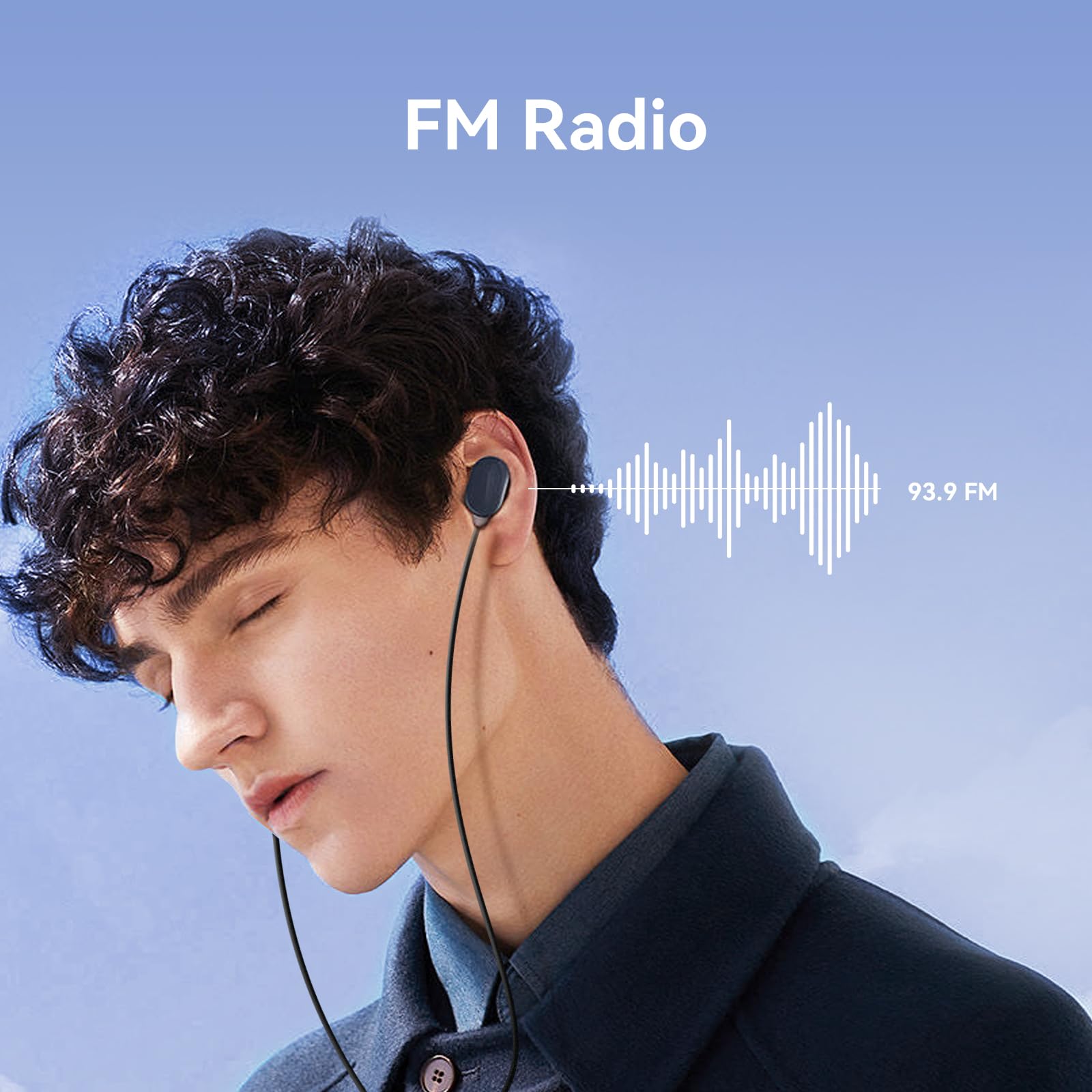 AGPTEK Niebieski odtwarzacz MP3 Bluetooth 5.3, 64GB pamięci wewnętrznej rozszerzalnej do 128GB, 2.8-calowy pełnoekranowy odtwarzacz muzyczny z głośnikiem, radiem FM, słuchawkami i etui ochronnym dla