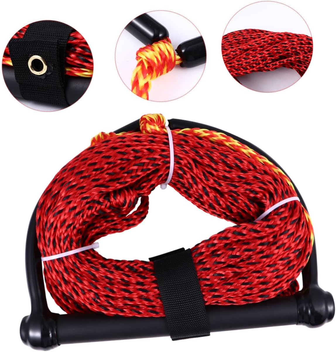 Alipis Towable Waterskiing Rope with Handle, Black Water Sports Towing Rope for Wakeboard and Kneeboard, Sturdy Boating Accessory for Tubing and Watersports Random Color Random Color