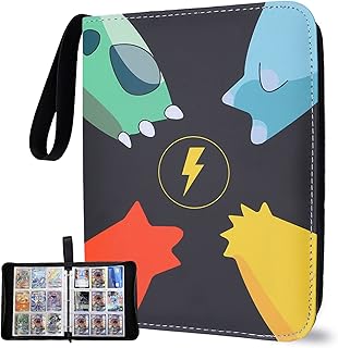 EUGO 9-Pocket Trading Card Binder Fits 900 Card With 50 Sleeves Game Card Holder Album Cards Binder Collect Case Carrying Case Binder Book Folder Organizer Birthday Gifts for Boys Kids