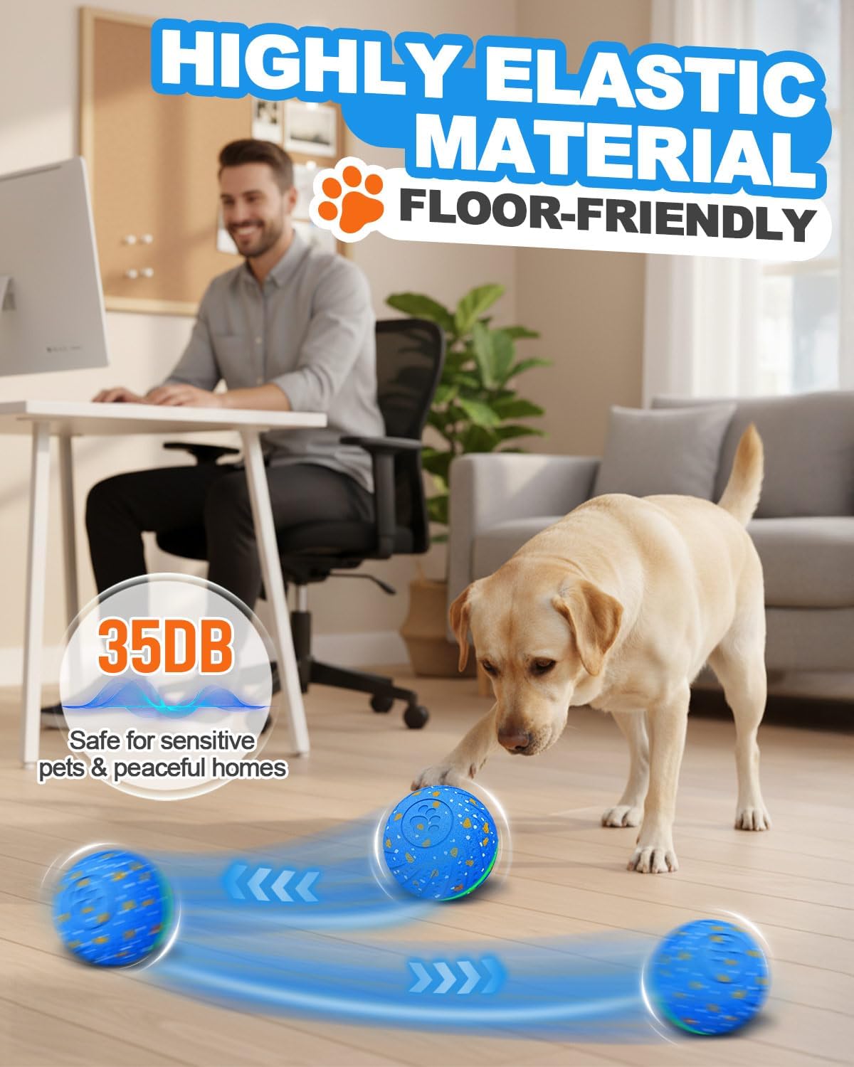Interactive Dog Toys for Medium and Large Dogs, Auto Moving Dog Toys to Keep Them Busy, Balls for Dogs with E-TPU Material for Indoor/Outdoor Play