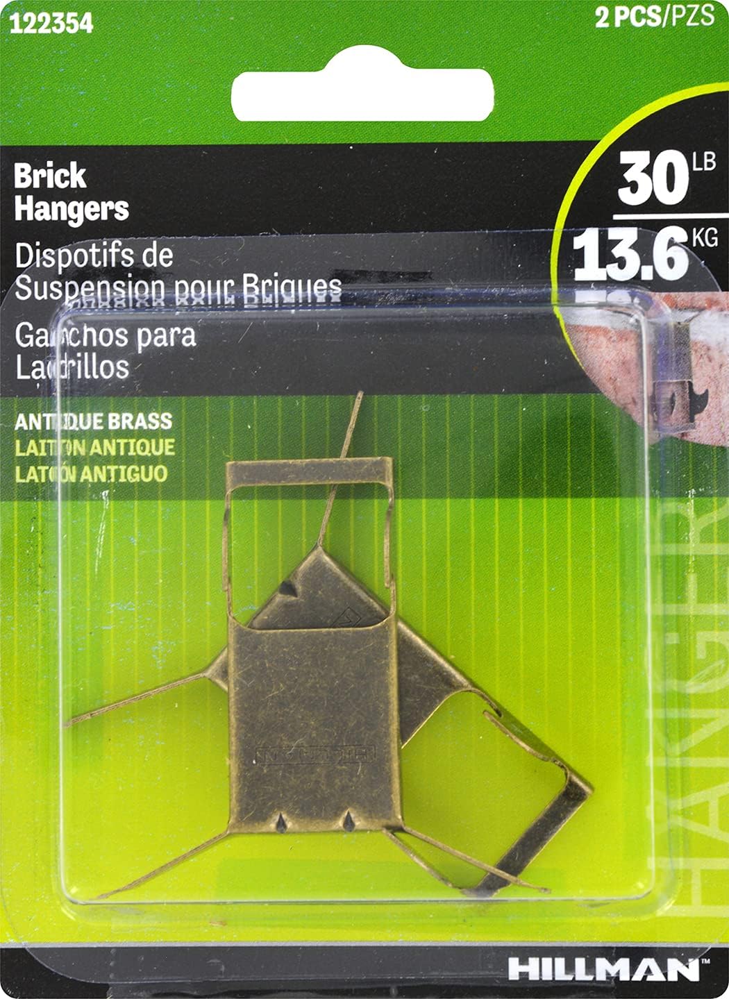 Hillman 122354 Brick Block Picture Hanger, Up to 30Lbs, 1, Multi (Pack of 5)
