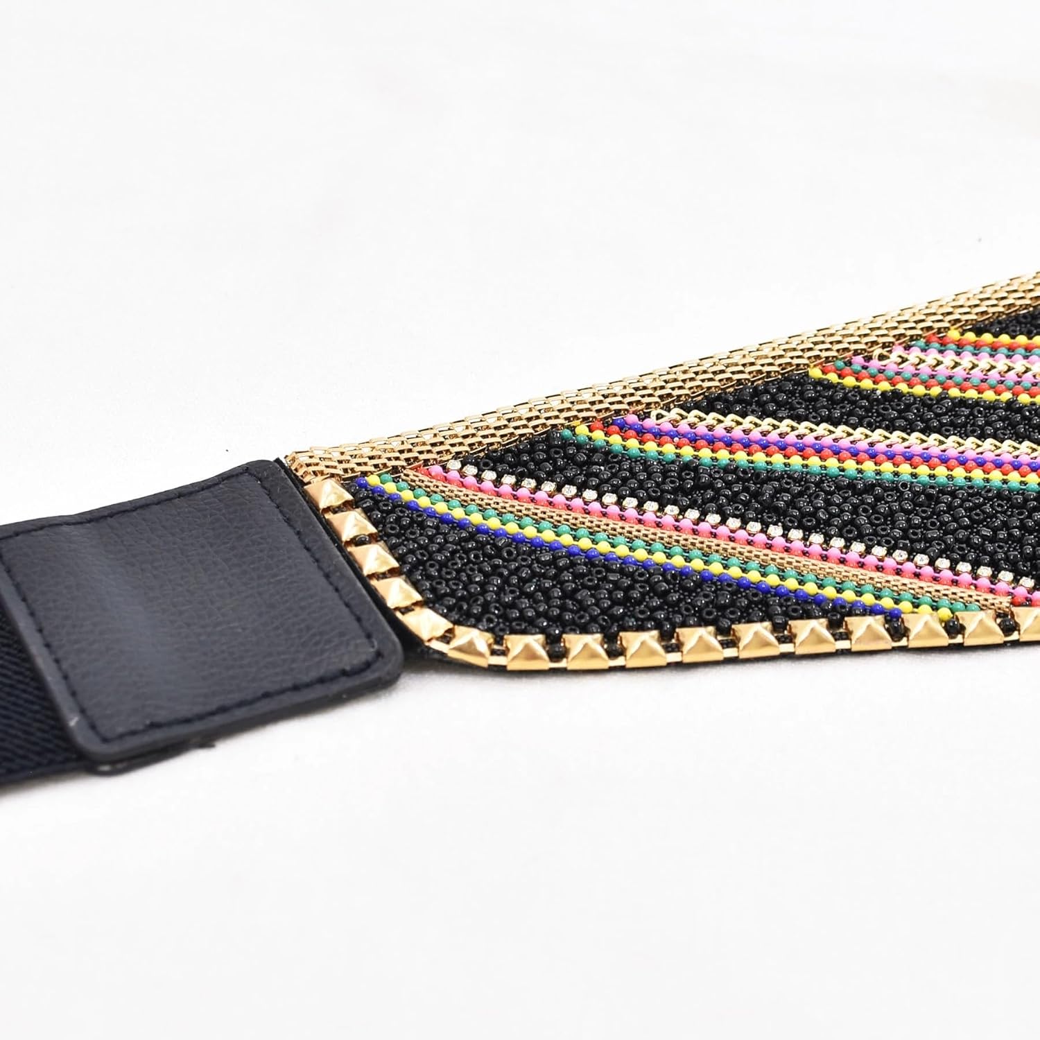 idealway Bohemian Women Belts Handmade Beads Ethnic Statement Wide Elastic Body Belt for Girls Women Dresses - Image 5