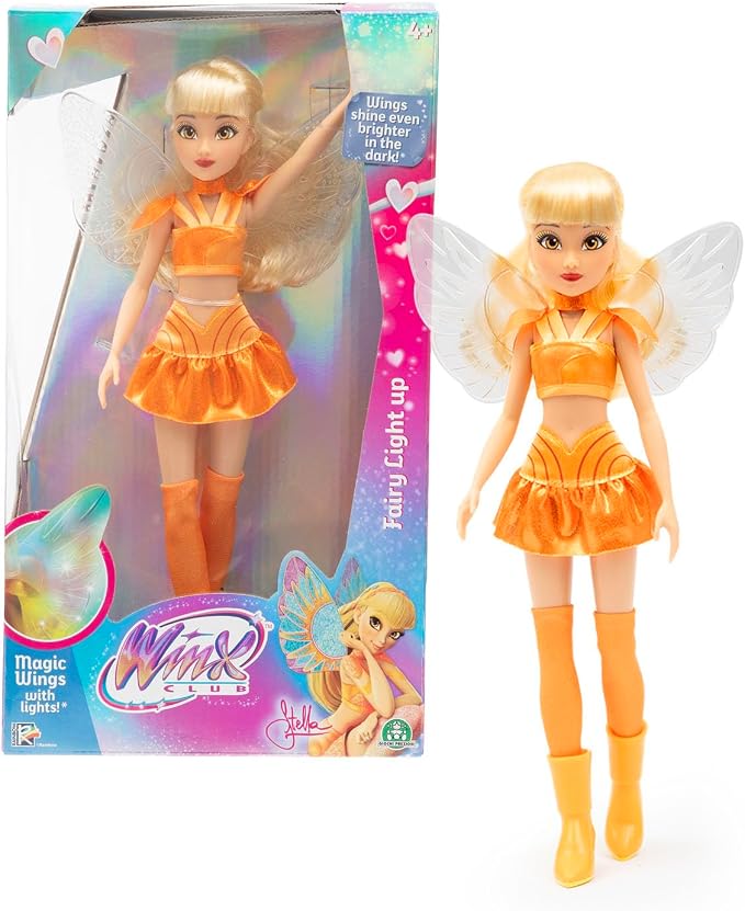 Winx Fairy Light Up Stella Muñeca 26 cm con Outfit de Hada y Alas…