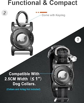 ONEONTA Airtag Holder | Waterproof Airtag Dog Collar Accessory - Removable Metal Loop, TPU, Lightweight, Compact, Fits 1
