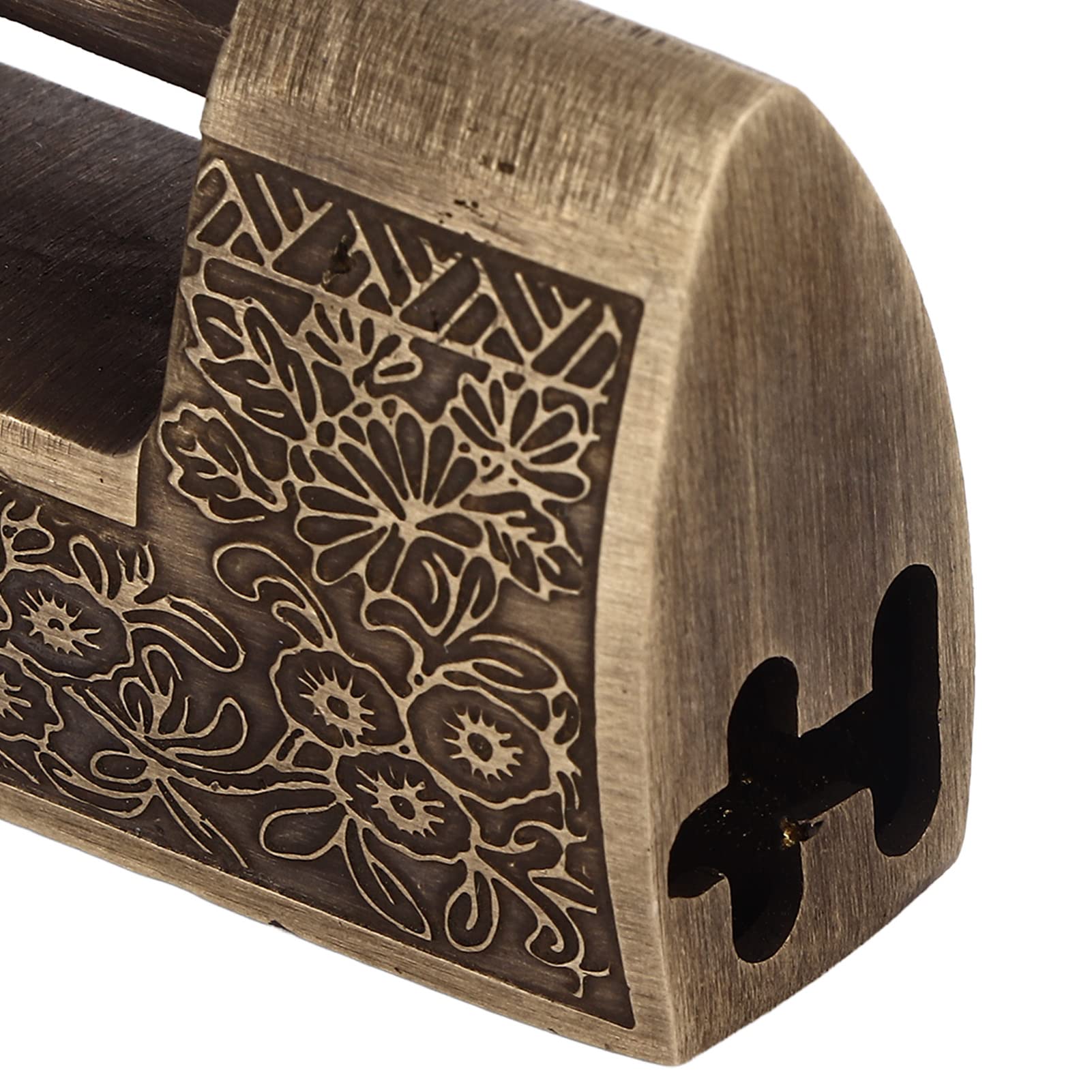 Cerradura Antigua China, Espaciado Retro 9 Cm/3,5 Pulgadas Patrón Clásico Candado Horizontal de Latón, Cerraduras Antiguas Cerradura de Pestillo para Coleccionistas y