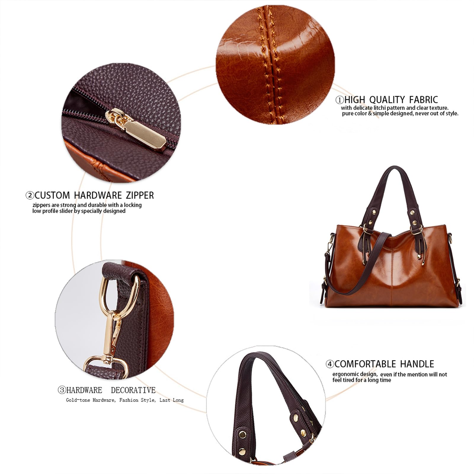 BUKESIYI Bolsos Mujer Bolso Bandolera Grandes PU Cuero Piel Fiesta Casual Bolsos ES77512