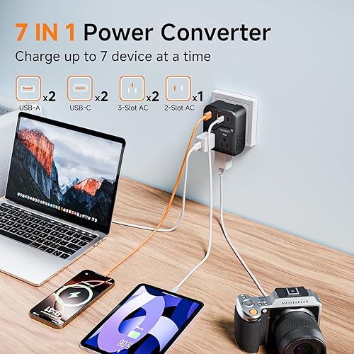 Miniatura 3 de Convertidor de voltaje de 2000 W de EE. UU. a Europa, convertidor de 220 V a 110 V para secador de pelo, adaptador de enchufe de viaje europeo 7 en