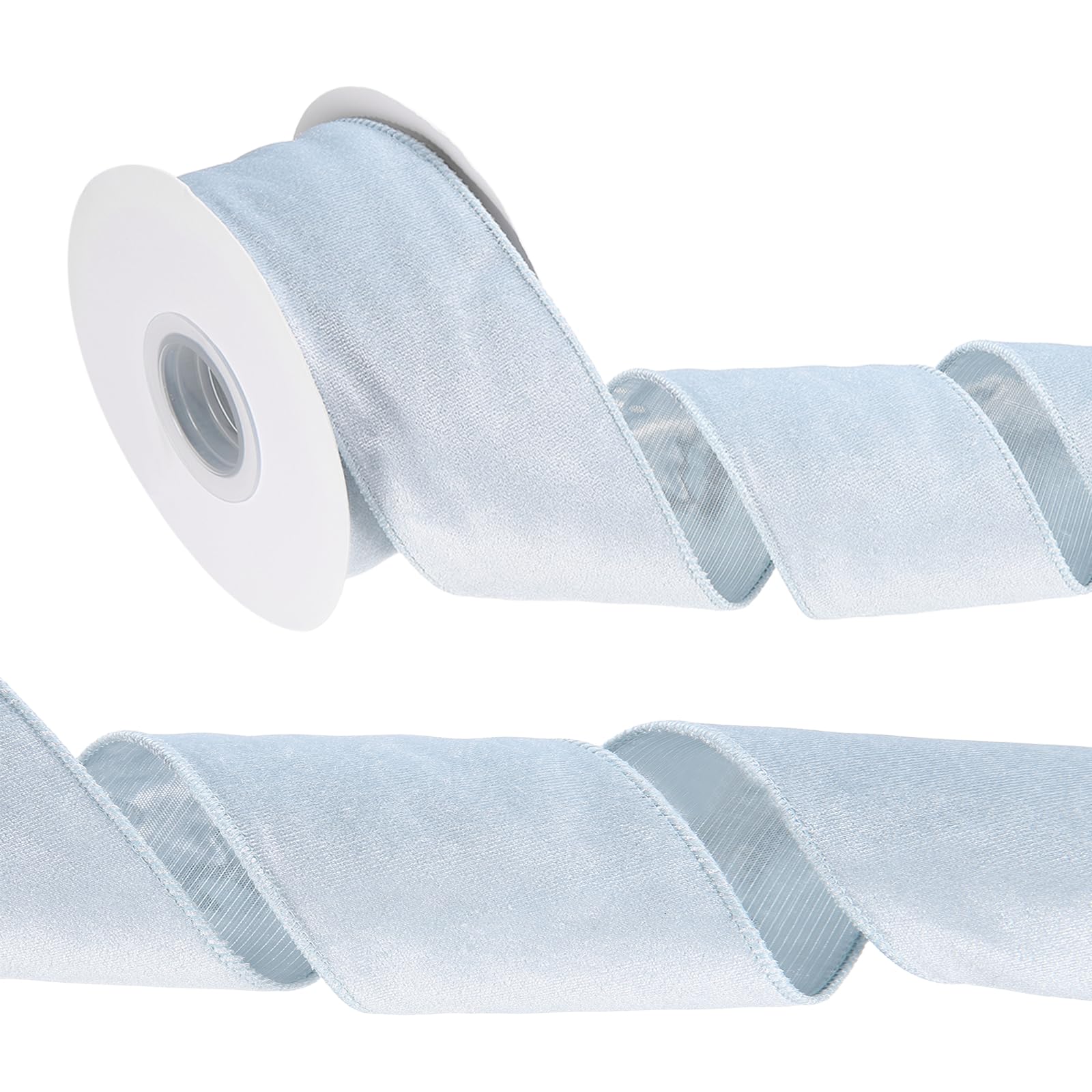 Ruban velours écrasé métallique travaux manuels bleu clair 6,3cmx9,1m