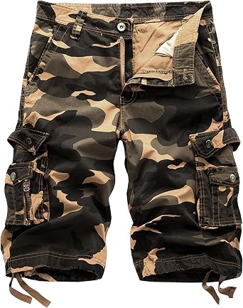 JEShifangjiusu Mens Oversize Camo Cargo Shorts with Fold Pockets Loose Hiking Short Relaxed Fit Casual Shorts