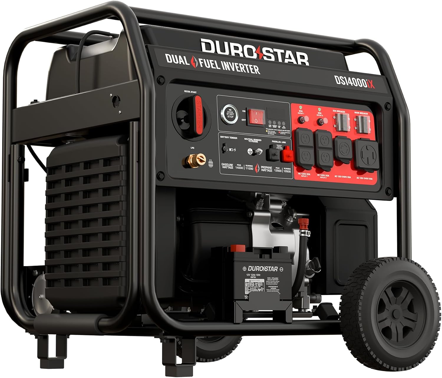 DuroStar DS14000iX 14000W Dual Fuel Inverter Generator, Remote Start, Home Backup
