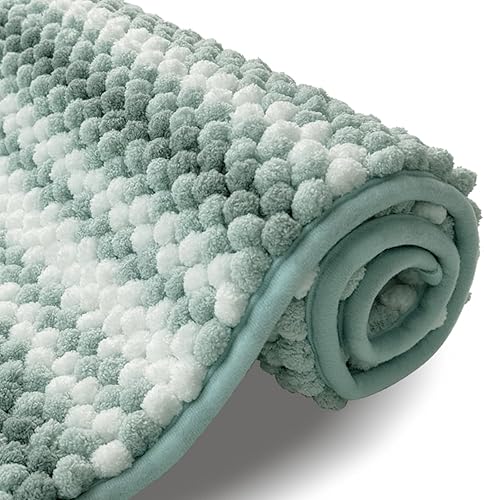 HDFK Alfombra de baño y alfombras de baño, felpilla antideslizante de palomitas de maíz, súper absorbente e inodoro, alfombra a rayas adhesivas