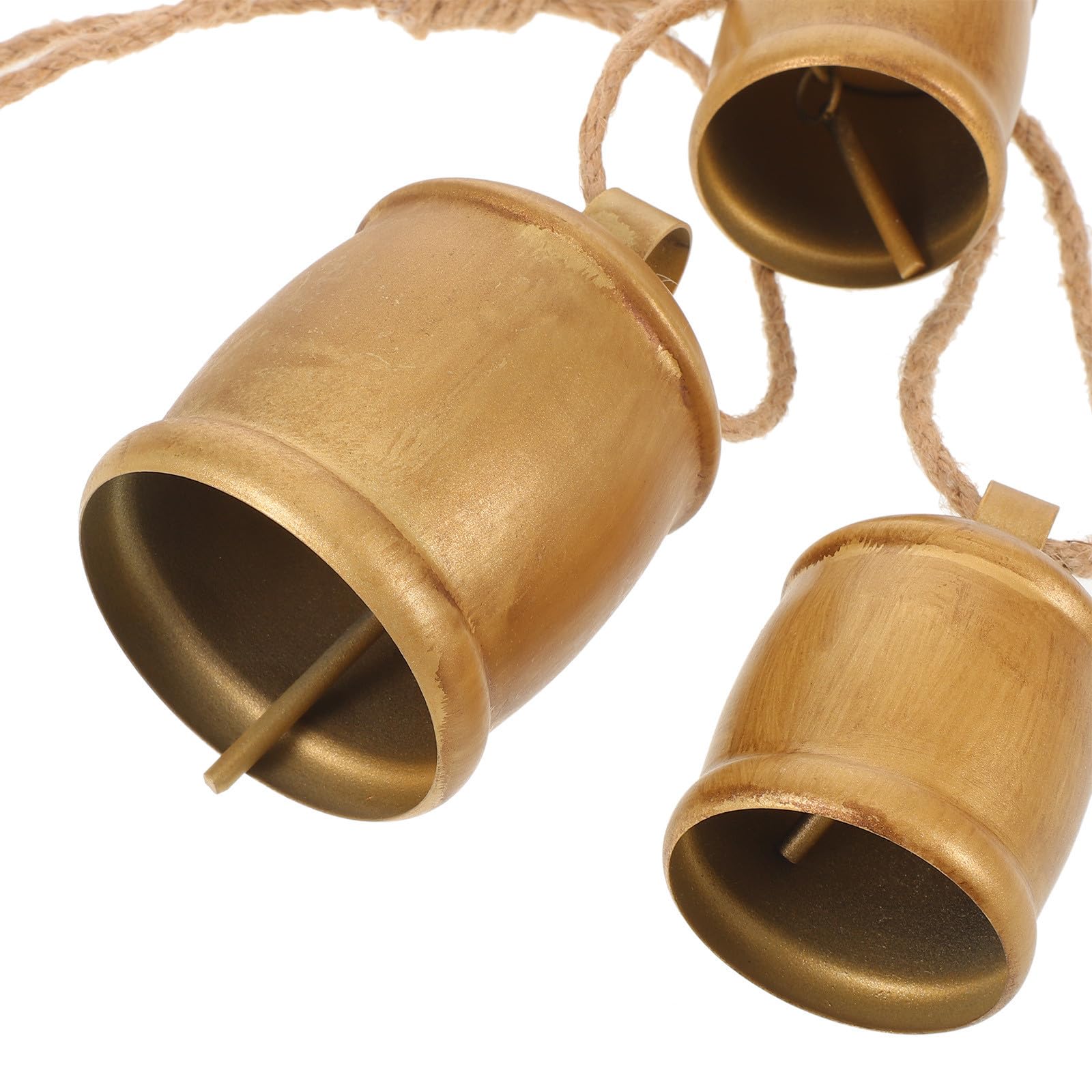 TOYANDONA 4 Piezas Campanas de Cuerda Rústicas Colgantes de Metal con