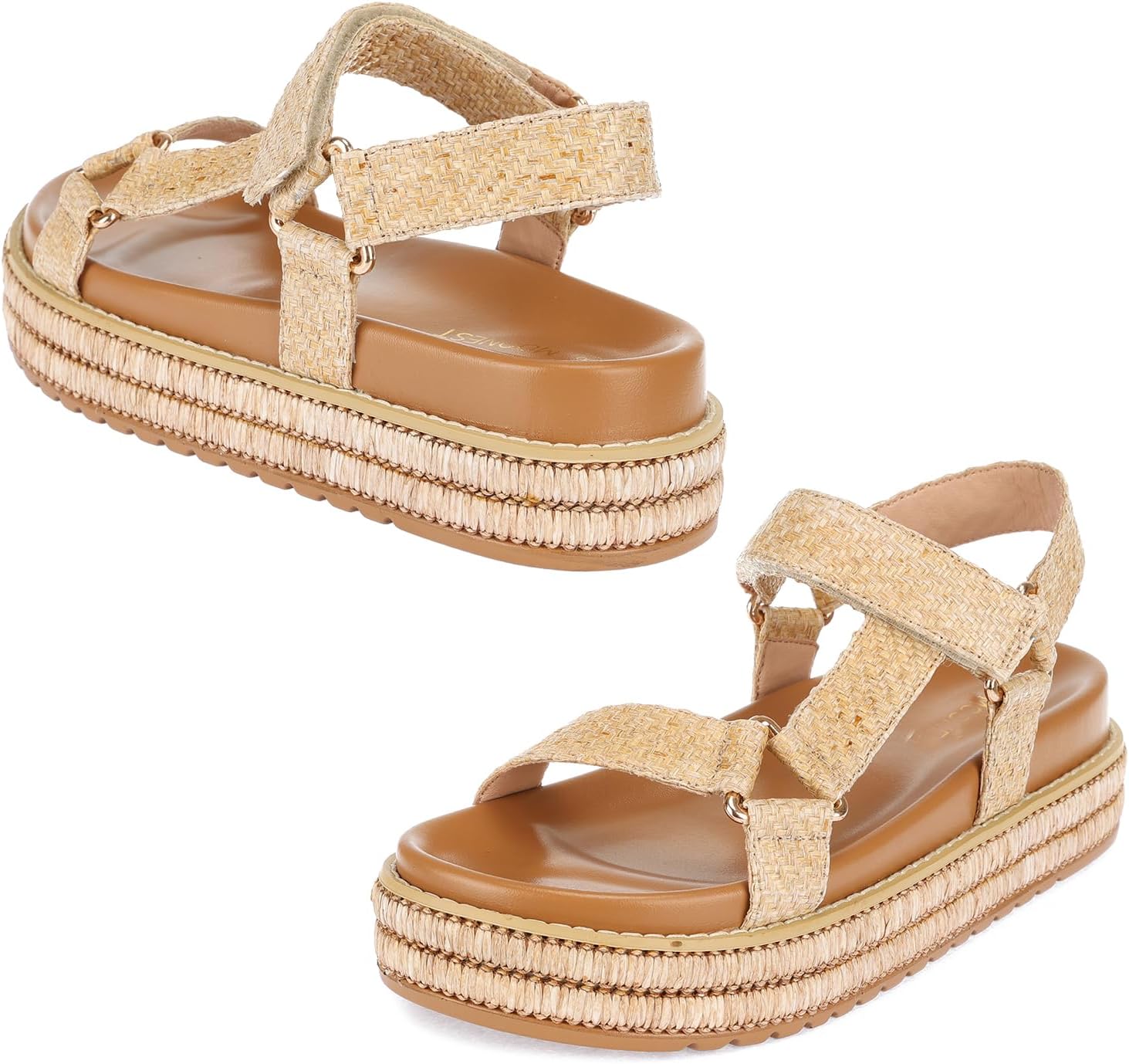 SUMOJIU Platform Sandals –Casual Espadrilles platform sandles– Open Toe Comfortable Summer Flatform platform wedge sandals women-Straw Beach Ankle Strap Shoes 2025 - Image 2