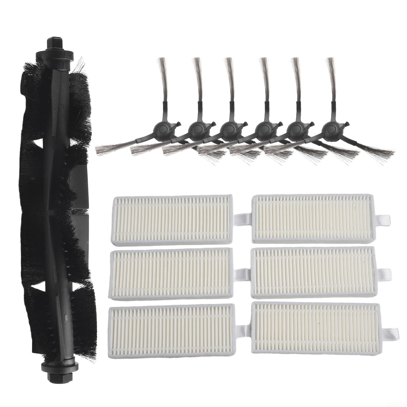 Replacement accessories kit for Tapo RV30 Plus, RV30, RV10 Plus, RV10 Robot Vacuum Cleaner Parts, 1 Main Brush, 2 Side Brushes, 2 Hepa Filter