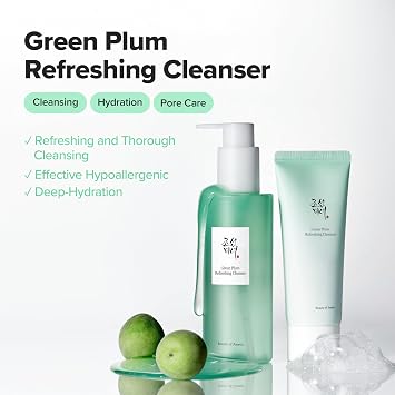 Beauty of Joseon Ginseng Cleansing Oil (210ml, 7.1 fl.oz) & Green Plum Refreshing Cleanser (100ml, 3.38 fl.oz.) & Ginseng Essence Water (150ml, 5.07 fl.oz.), Korean Skincare