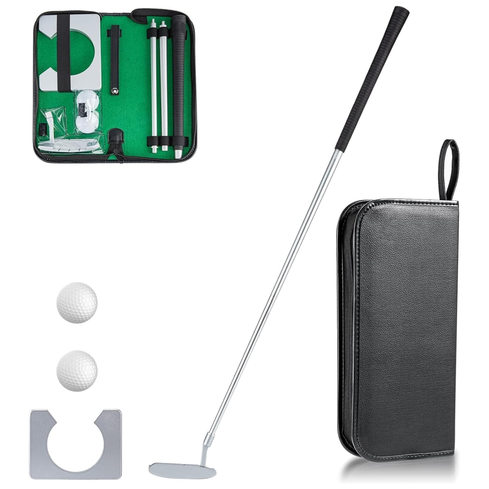 Mazza da Golf in Lega di Alluminio Staccabile, Putter per Golfisti Destri, Set Golf da Ufficio con Palline e Sacca, per Allenamento Indoor o Outdoor