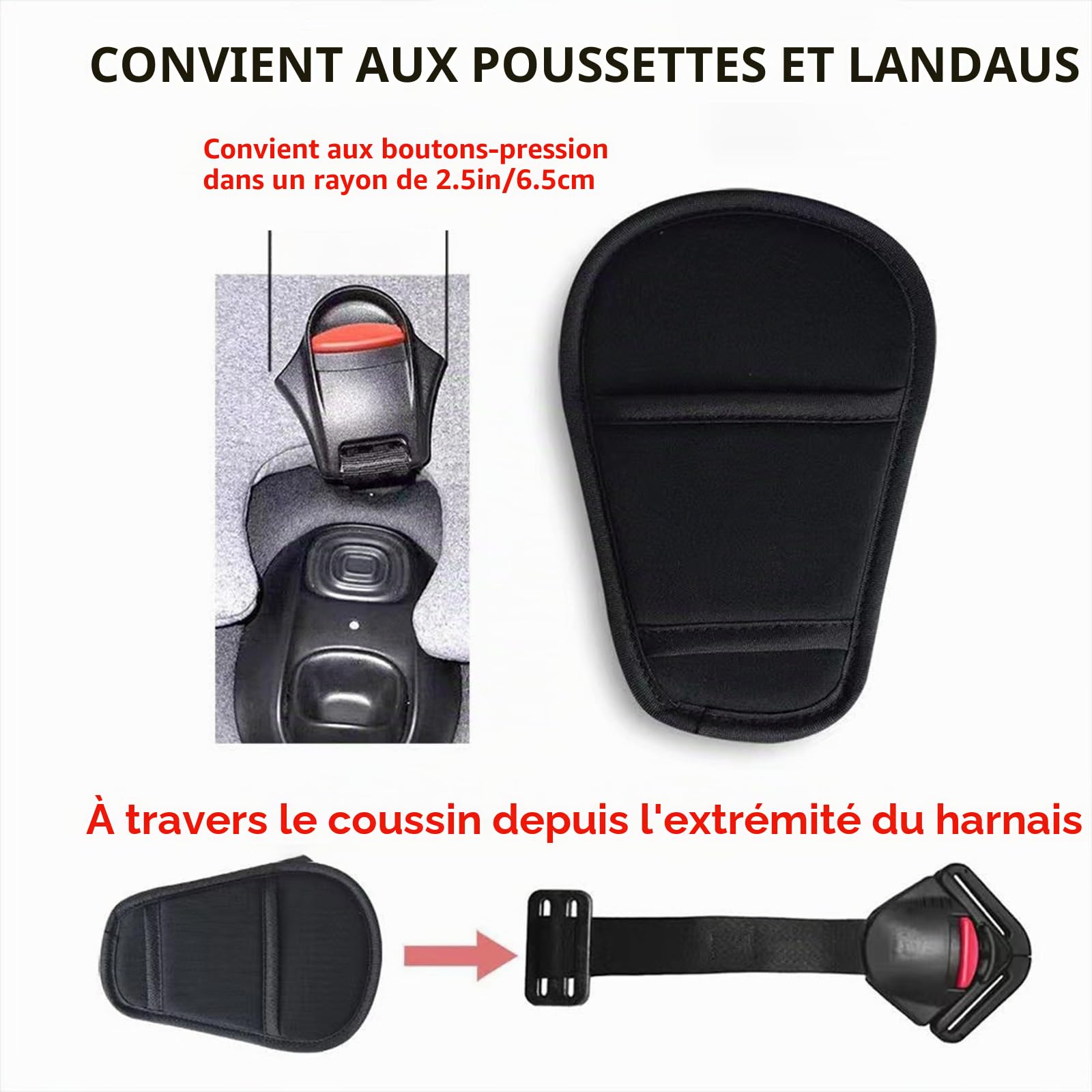 SeedFuture Ceinture de Sécurité pour Poussette Coussin D'entrejambe Gris 2 Pièces, Universel Coussinets de Ceinture de Landau pour Nouveau-nés Nourrissons Enfants