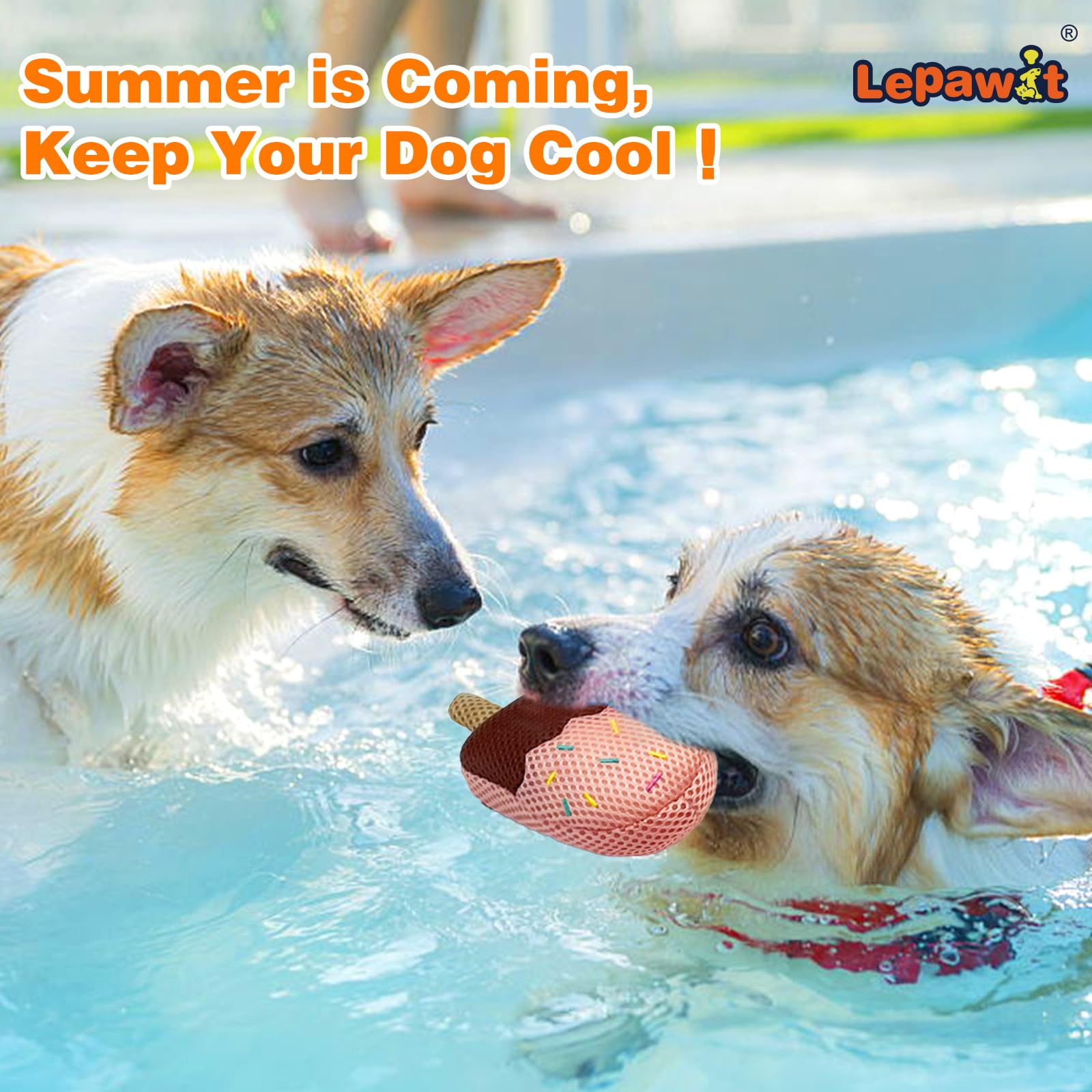 Quietschendes Hundespielzeug, schwimmendes Hundespielzeug für Wasser oder Pool, Schokoladeneis, Hundegeschenke für kleine und mittelgroße Hunde