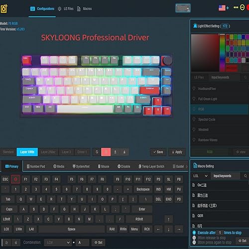 Miniatura 3 de SKYLOONG Teclado mecánico GK75 TKL - Teclado para juegos intercambiable en caliente 75% RGB - Teclas PBT de doble disparo - Teclado programable con