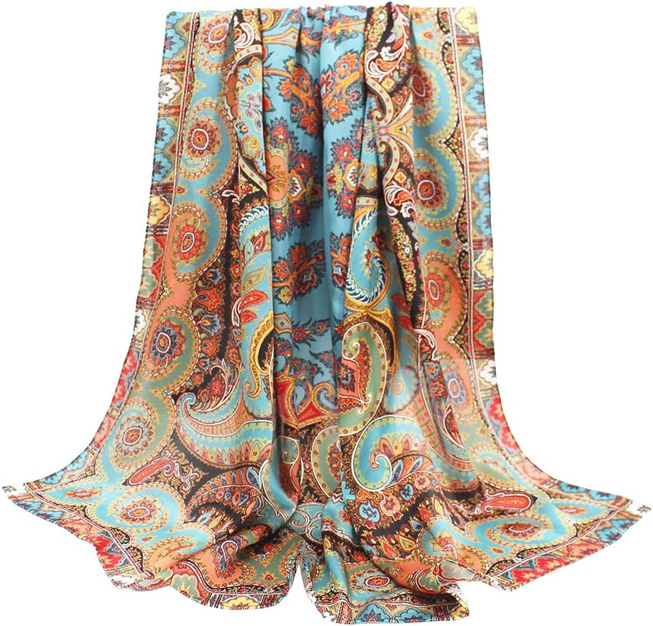 ANDANTINO 100% Silk Scarf 43" Large Square Lightweight Headscarf& Shawl–Women Hair Wraps-With Gift Packed