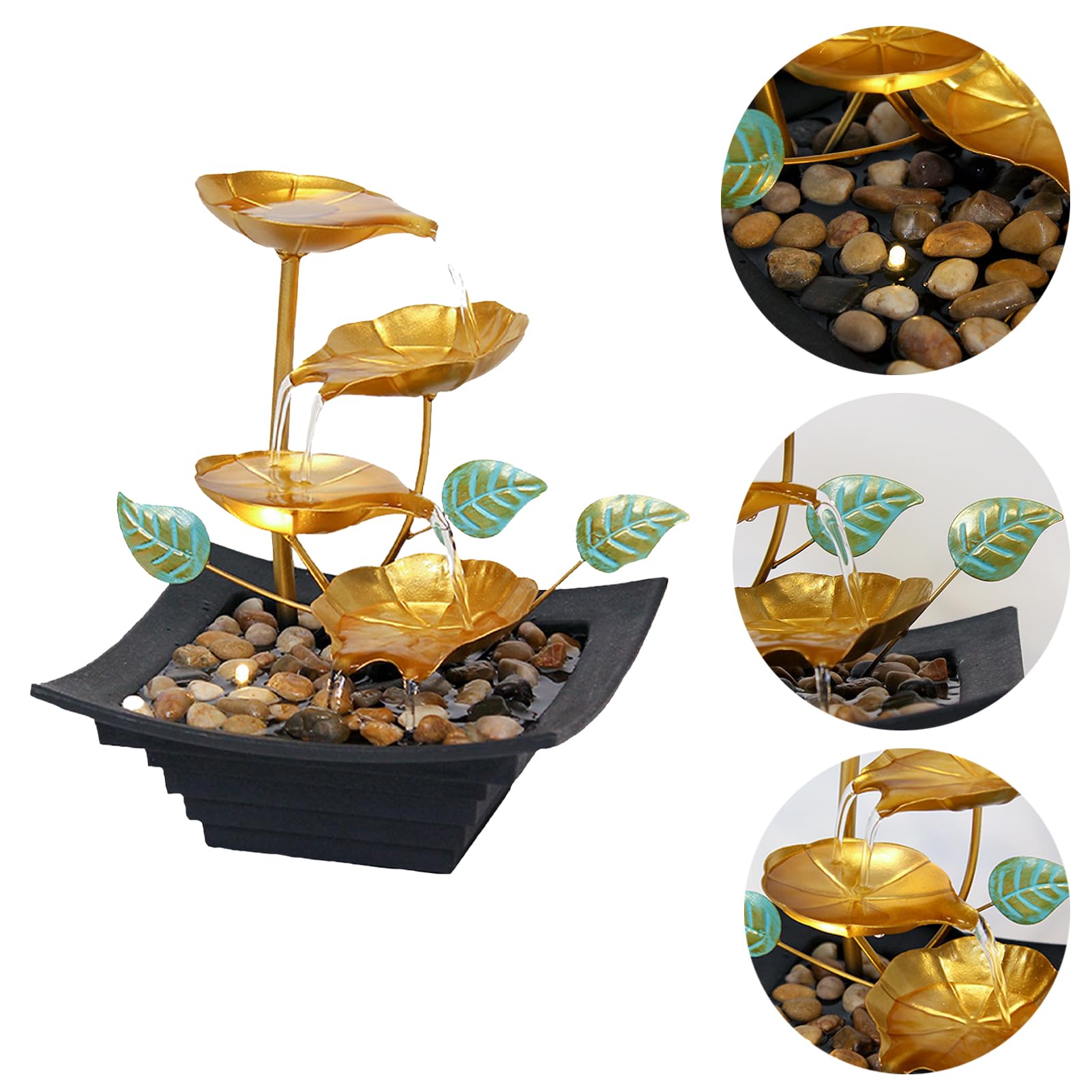 Fontaine d'eau Courante avec Lumière LED, Fontaine de Bureau Décorative pour Méditation, Décoration Maison