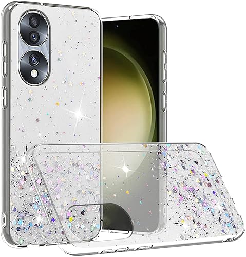 Miniatura 7 de Funda compatible con Honor 70 con purpurina verde transparente, funda para teléfono Honor 70, funda protectora delgada de silicona transparente de