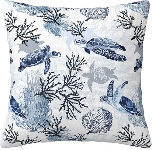YIPOCH Tortuga marina fundas de almohada de 24 x 24 pulgadas, fundas de cojín decorativas para sofá, fundas de almohada para cojines de sala,