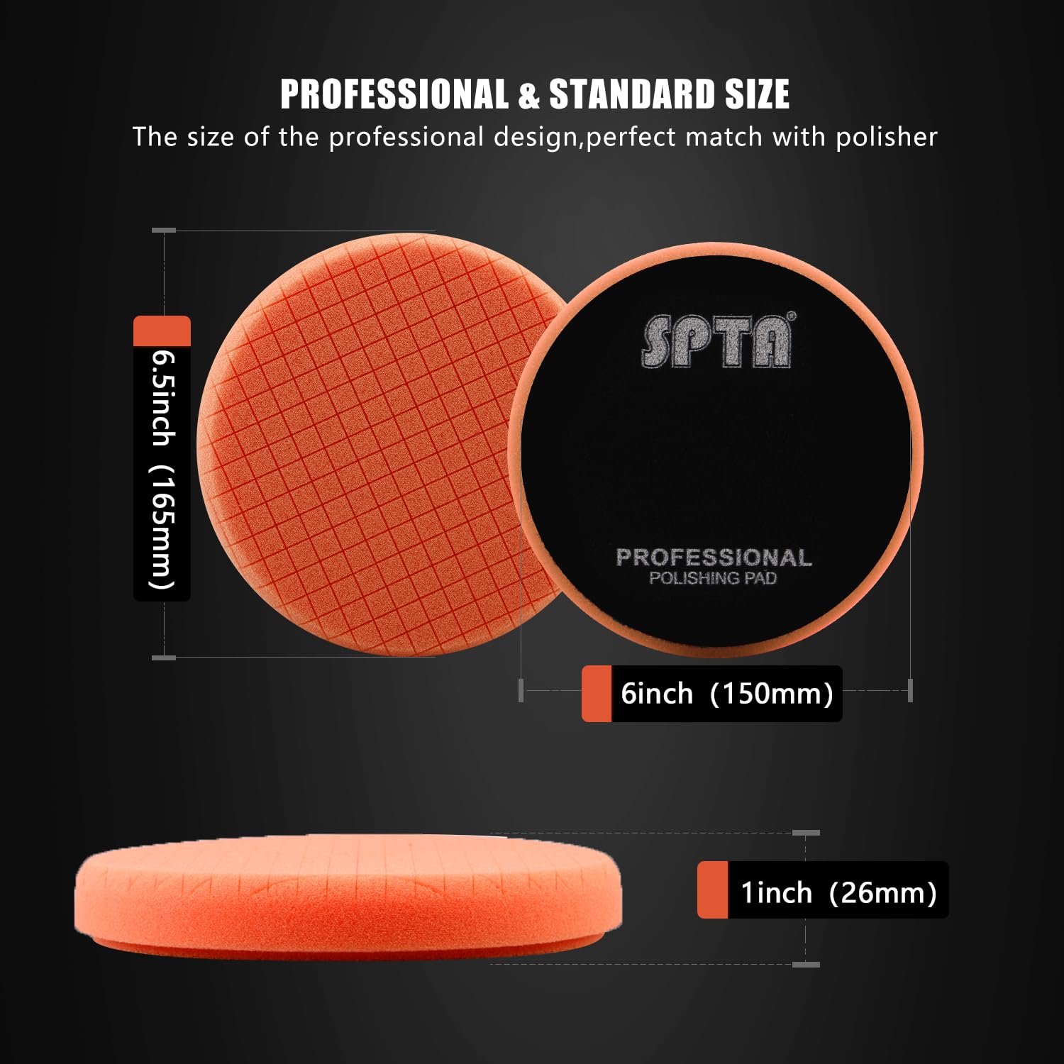 Orange Light Cut Pad, 3 tamponi lucidanti da 6 pollici per piastra di supporto da 150 mm, spugna per lucidatrice per auto, compounding, lucidatura e cera